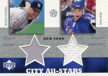 2002-03 UD SuperStars - City All-Stars Dual Jersey #RC/PB-C Roger Clemens / Pavel Bure Front
