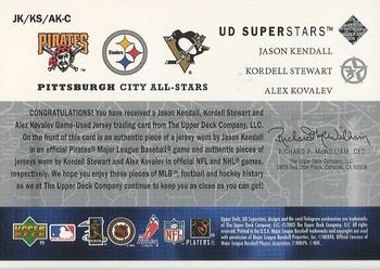 2002-03 UD SuperStars - City All-Stars Triple Jersey #JK/KS/AK-C Jason Kendall / Kordell Stewart / Alexei Kovalev Back