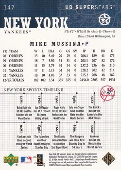 2002-03 UD SuperStars - Gold #147 Mike Mussina Back