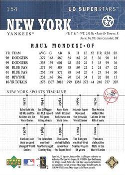 2002-03 UD SuperStars - Gold #154 Raul Mondesi Back