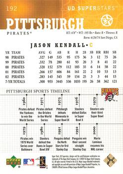 2002-03 UD SuperStars - Gold #192 Jason Kendall Back