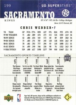 2002-03 UD SuperStars - Gold #199 Chris Webber Back
