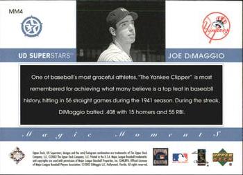 2002-03 UD SuperStars - Magic Moments #MM4 Joe DiMaggio Back