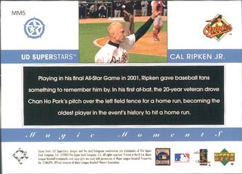 2002-03 UD SuperStars - Magic Moments #MM5 Cal Ripken Jr. Back