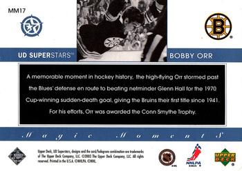 2002-03 UD SuperStars - Magic Moments #MM17 Bobby Orr Back