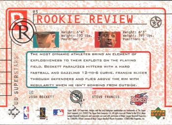 2002-03 UD SuperStars - Rookie Review #R3 Josh Beckett / Steve Francis Back
