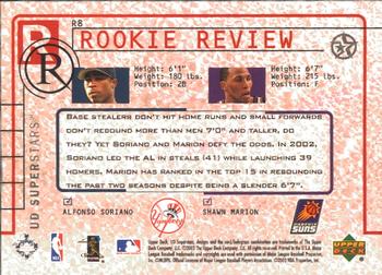 2002-03 UD SuperStars - Rookie Review #R8 Alfonso Soriano / Shawn Marion Back