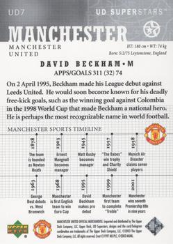 2002-03 UD SuperStars - Spokesmen #UD7 David Beckham Back