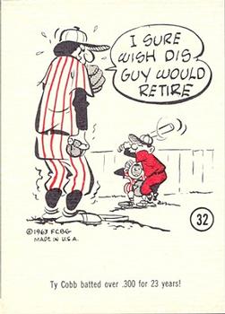 1963 Gad Fun Cards #32 Ty Cobb, Batting Record Front