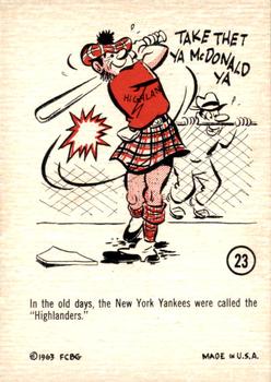 1963 Gad Fun Cards #23 New York Highlanders Front
