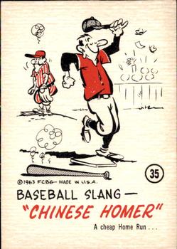 1963 Gad Fun Cards #35 Baseball Slang, Chinese Homer Front