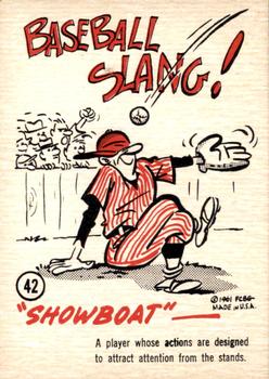 1963 Gad Fun Cards #42 Baseball Slang, Showboat Front