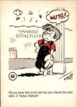 1963 Gad Fun Cards #44 Yankee Stadium Front