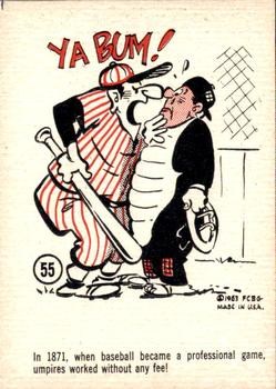 1963 Gad Fun Cards #55 Umpires in 1871 Front