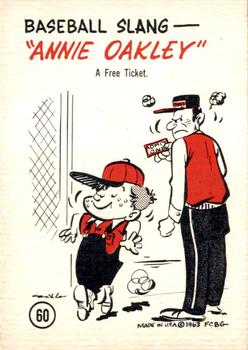 1963 Gad Fun Cards #60 Baseball Slang, Annie Oakley Front