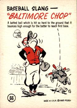 1963 Gad Fun Cards #66 Baseball Slang, Baltimore Chop Front
