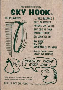 1963 Gad Fun Cards #72 Archer Davidson Back