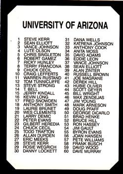 1990 Collegiate Collection Arizona Wildcats #100 Checklist Front