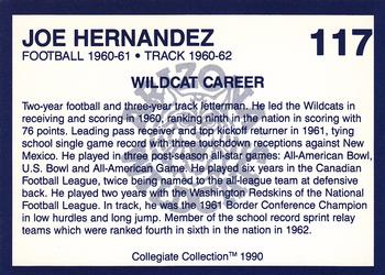 1990 Collegiate Collection Arizona Wildcats #117 Joe Hernandez Back