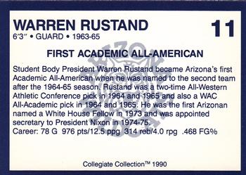 1990 Collegiate Collection Arizona Wildcats #11 Warren Rustand Back