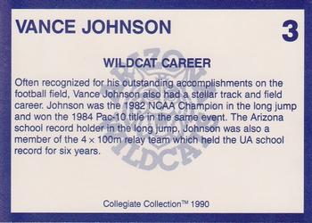 1990 Collegiate Collection Arizona Wildcats #3 Vance Johnson Back