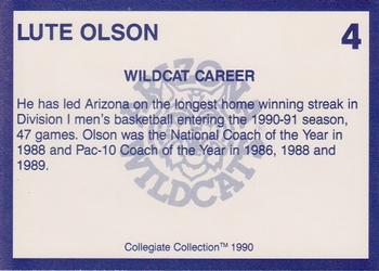 1990 Collegiate Collection Arizona Wildcats #4 Lute Olson Back
