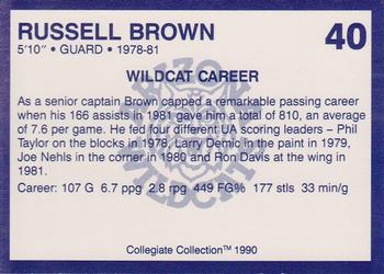 1990 Collegiate Collection Arizona Wildcats #40 Russell Brown Back
