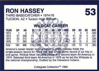 1990 Collegiate Collection Arizona Wildcats #53 Ron Hassey Back