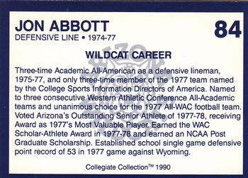 1990 Collegiate Collection Arizona Wildcats #84 Jon Abbott Back