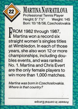1989 Sports Illustrated for Kids #22 Martina Navratilova Back