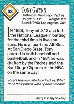 1989 Sports Illustrated for Kids #33 Tony Gwynn Back