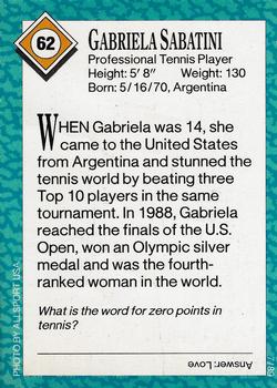 1989 Sports Illustrated for Kids #62 Gabriela Sabatini Back