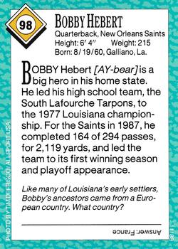 1989 Sports Illustrated for Kids #98 Bobby Hebert Back