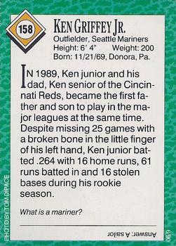 1990 Sports Illustrated for Kids #158 Ken Griffey Jr. Back