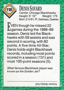 1990 Sports Illustrated for Kids #118 Denis Savard Back