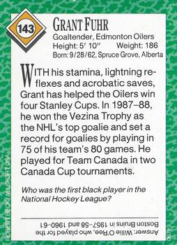 1990 Sports Illustrated for Kids #143 Grant Fuhr Back
