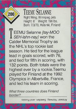 1993 Sports Illustrated for Kids #200 Teemu Selanne Back