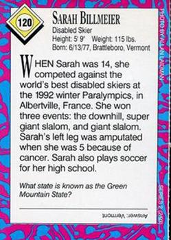 1993 Sports Illustrated for Kids #120 Sarah Billmeier Back