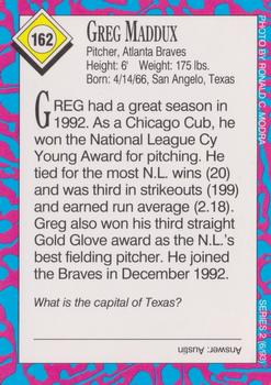 1993 Sports Illustrated for Kids #162 Greg Maddux Back