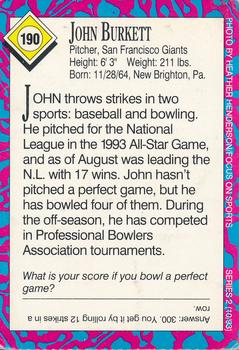 1993 Sports Illustrated for Kids #190 John Burkett Back