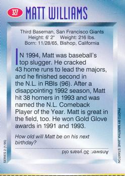 1995 Sports Illustrated for Kids #327 Matt Williams Back