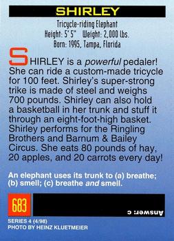 1998 Sports Illustrated for Kids #683 Shirley (elephant) Back