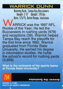 1998 Sports Illustrated for Kids #704 Warrick Dunn Back