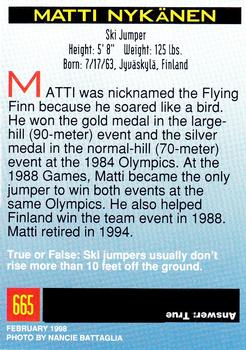 1998 Sports Illustrated for Kids #665 Matti Nykanen Back