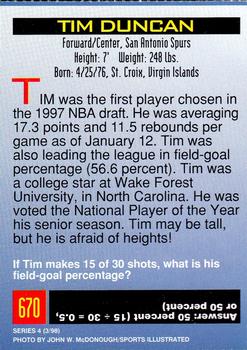 1998 Sports Illustrated for Kids #670 Tim Duncan Back