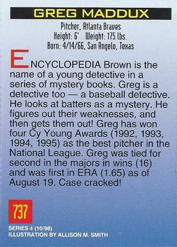 1998 Sports Illustrated for Kids #737 Greg Maddux Back