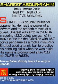 1999 Sports Illustrated for Kids #769 Shareef Abdur-Rahim Back