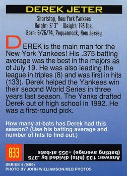 1999 Sports Illustrated for Kids #833 Derek Jeter Back