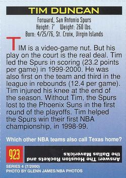 2000 Sports Illustrated for Kids I (Jan-Nov 2000) #923 Tim Duncan Back