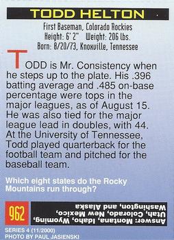2000 Sports Illustrated for Kids I (Jan-Nov 2000) #962 Todd Helton Back